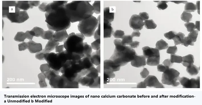 carbonate de calcium avant et après modification