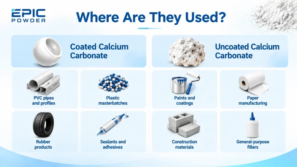 coated and uncoated calcium carbonate